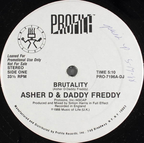 Asher D & Daddy Freddy : Brutality (12", Promo)