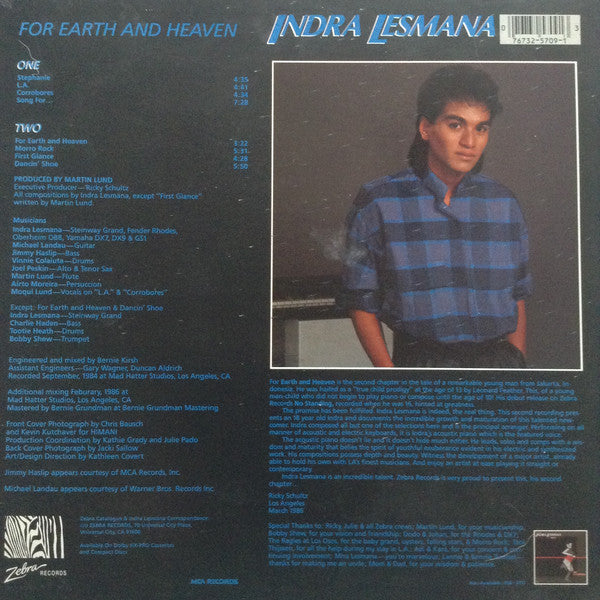 Indra Lesmana : For Earth And Heaven (LP, Album, Pin)