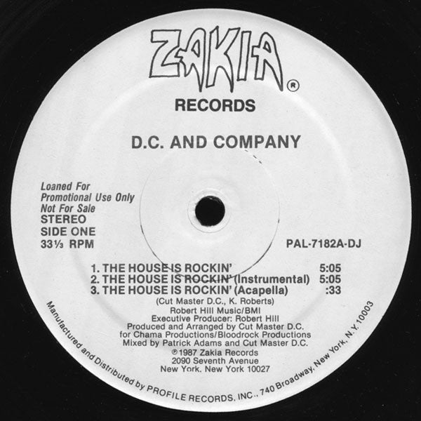 D.C. And Company : The House Is Rockin' (12", Promo)