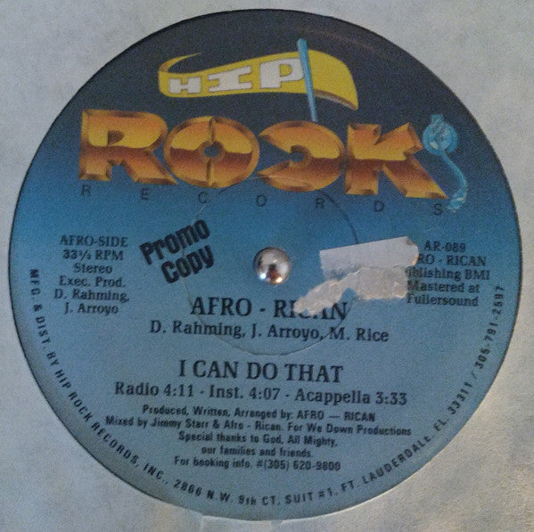 Afro-Rican : I Can Do That  (12", Promo)