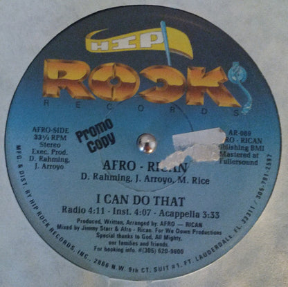 Afro-Rican : I Can Do That  (12", Promo)