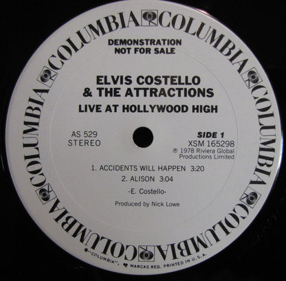 Elvis Costello & The Attractions : Live At Hollywood High (12", Promo)