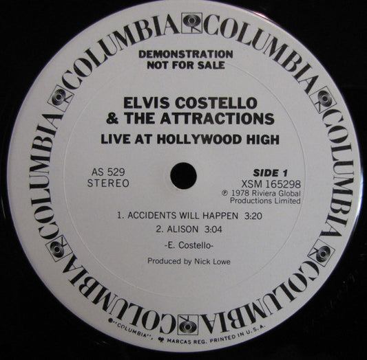 Elvis Costello & The Attractions : Live At Hollywood High (12", Promo)
