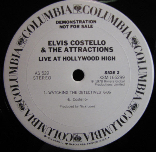 Elvis Costello & The Attractions : Live At Hollywood High (12", Promo)