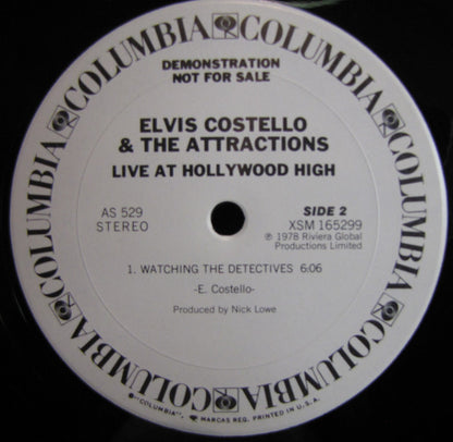 Elvis Costello & The Attractions : Live At Hollywood High (12", Promo)