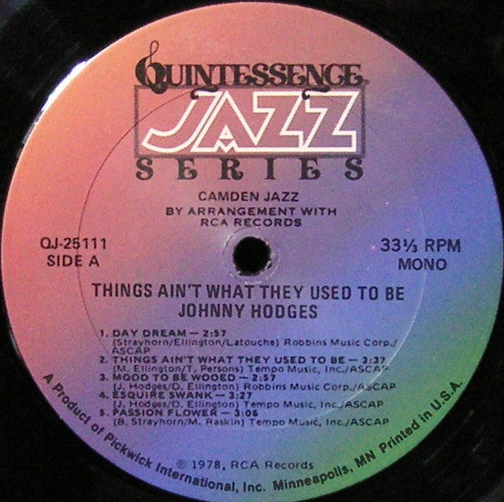 Johnny Hodges : Things Ain't What They Used To Be (LP, Mono, RE)
