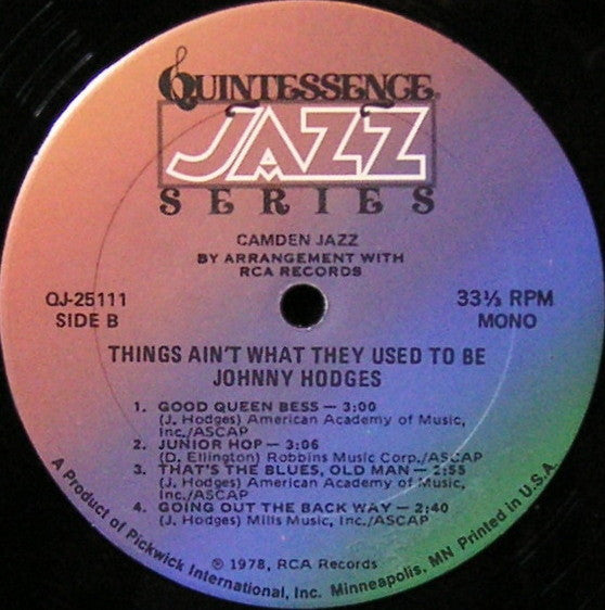 Johnny Hodges : Things Ain't What They Used To Be (LP, Mono, RE)