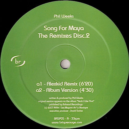 Phil Weeks : Song For Maya (The Remixes, Vol. 2) (12")