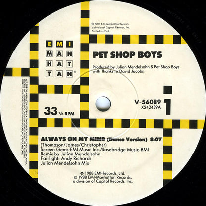 Pet Shop Boys : Always On My Mind (12", Spe)