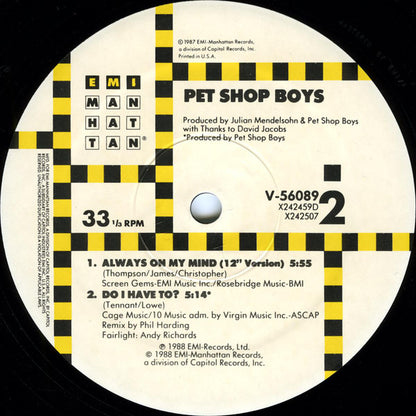 Pet Shop Boys : Always On My Mind (12", Spe)