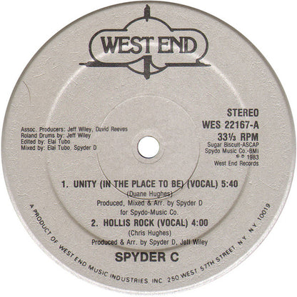 Spyder C : Unity (In The Place To Be) / Hollis Rock (12", Single)