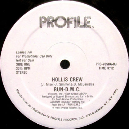 Run-D.M.C.* : Hollis Crew (12", Single, Promo)