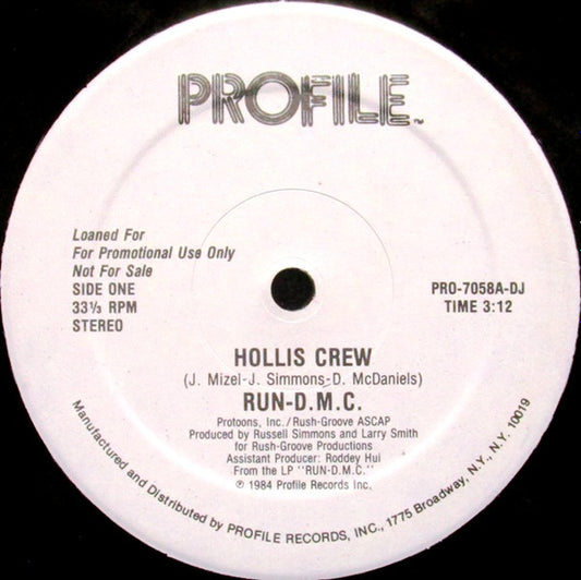 Run-D.M.C.* : Hollis Crew (12", Single, Promo)