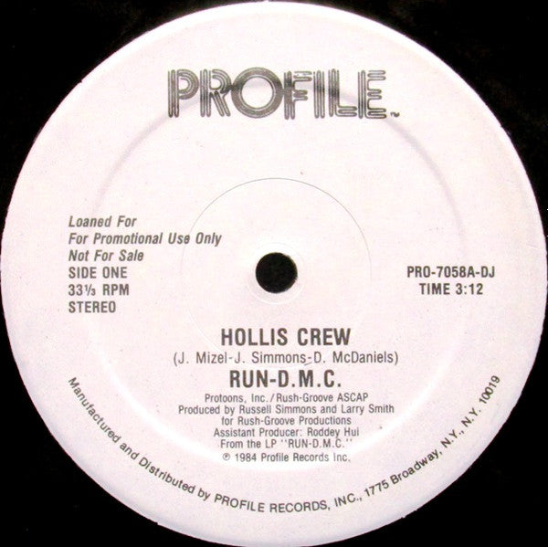 Run-D.M.C.* : Hollis Crew (12", Single, Promo)