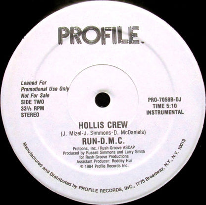 Run-D.M.C.* : Hollis Crew (12", Single, Promo)