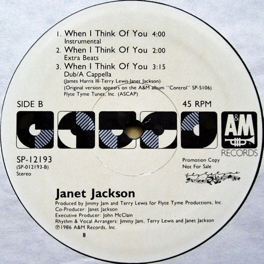 Janet Jackson : When I Think Of You (Dance Remix) (12", Single, Promo)