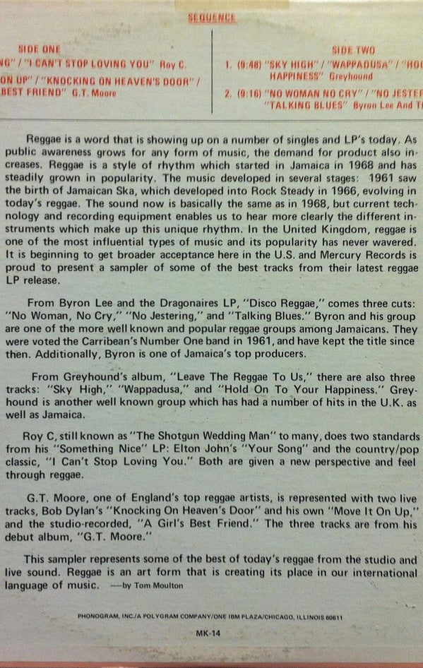 Various : A Mercury "In-Store Play Special..." Reggae (LP, Promo, Smplr)