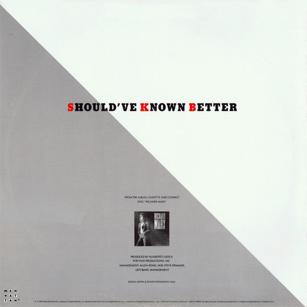 Richard Marx : Should've Known Better (12", Promo)
