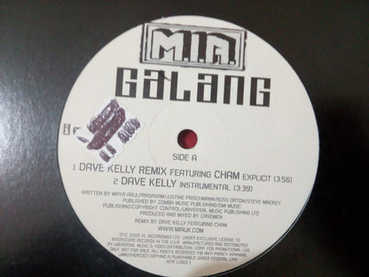 M.I.A. (2) : Galang (Dave Kelly Remix) (12", Single, Promo)