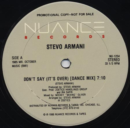 Stevo Armani : Don't Say (It's Over) (12", Promo)