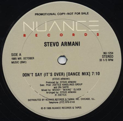 Stevo Armani : Don't Say (It's Over) (12", Promo)