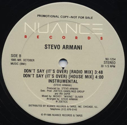 Stevo Armani : Don't Say (It's Over) (12", Promo)