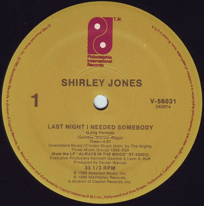 Shirley Jones : Last Night I Needed Somebody (12")