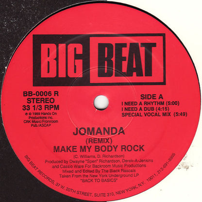 Jomanda : Make My Body Rock (Remix) (12")