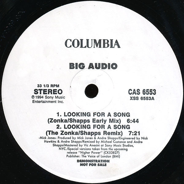Big Audio : Looking For A Song (12", Promo)