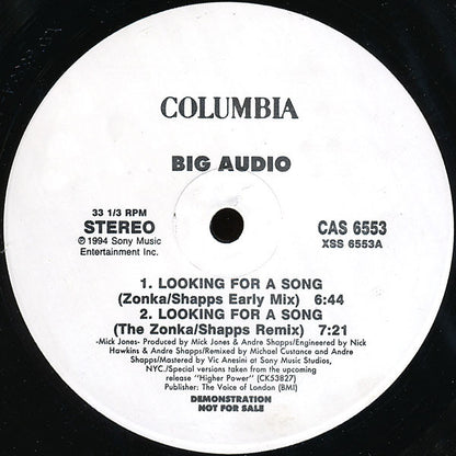 Big Audio : Looking For A Song (12", Promo)