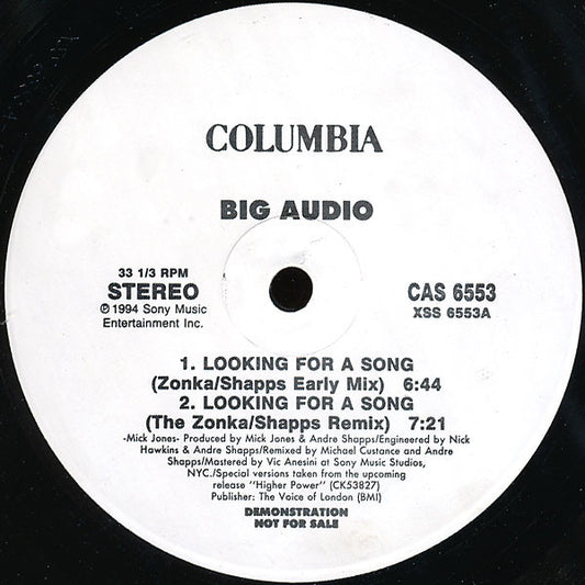 Big Audio : Looking For A Song (12", Promo)