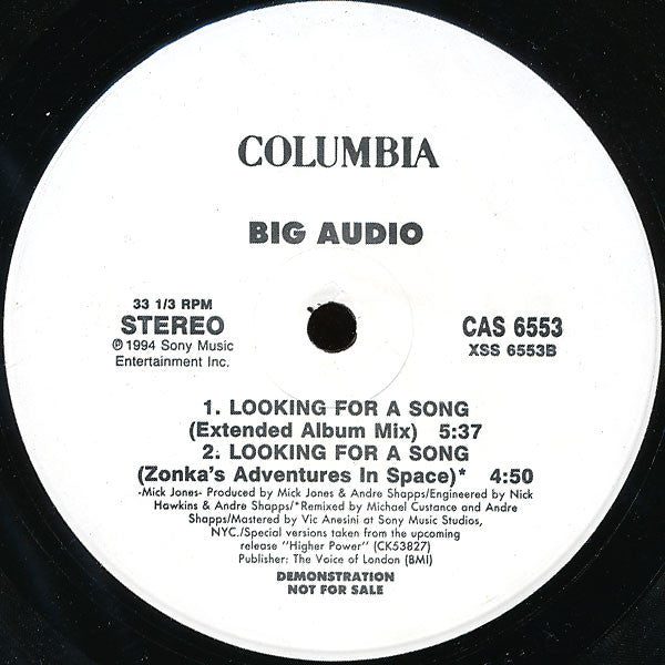 Big Audio : Looking For A Song (12", Promo)
