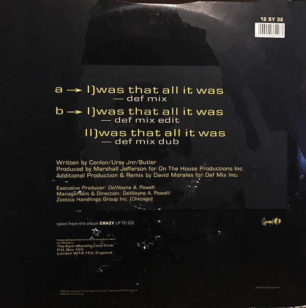 Kym Mazelle : Was That All It Was (12", Single)