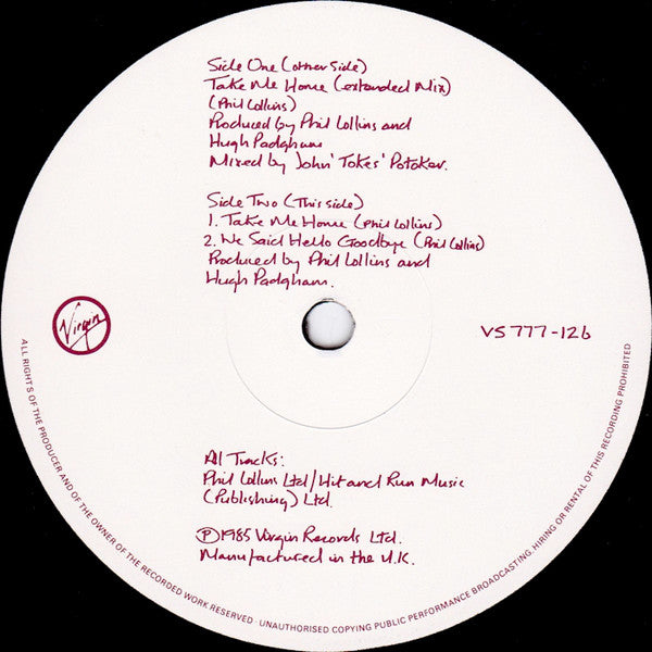 Phil Collins : Take Me Home (Extended Mix) (12", Single)