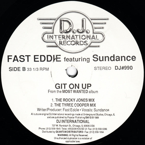 "Fast" Eddie Smith Featuring Sundance (2) : Git On Up (12")