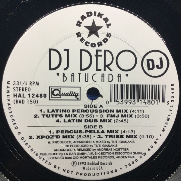 DJ Dero : Batucada (12", Promo)