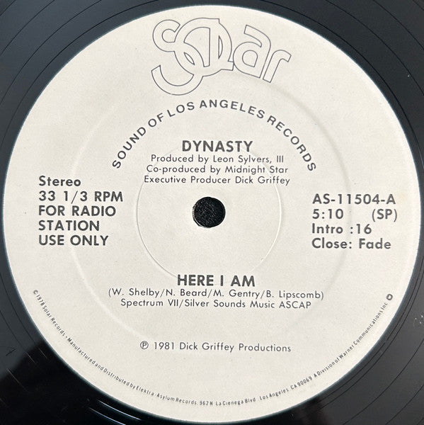 Dynasty : Here I Am (12", Promo, SP)