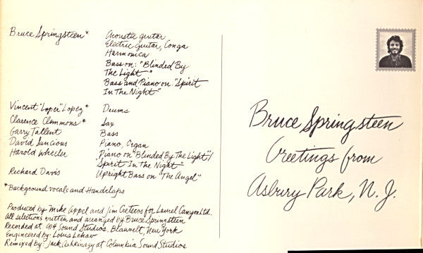 Bruce Springsteen : Greetings From Asbury Park, N.J. (LP, Album, RE)