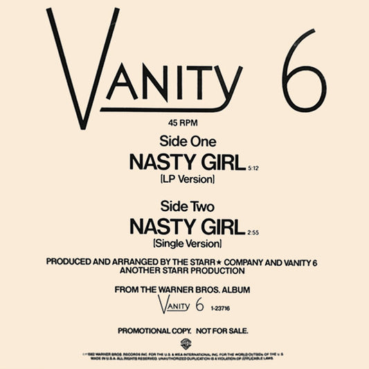 Vanity 6 : Nasty Girl (12", Promo)