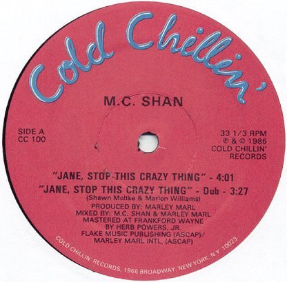 M.C. Shan* : Jane, Stop This Crazy Thing (12")