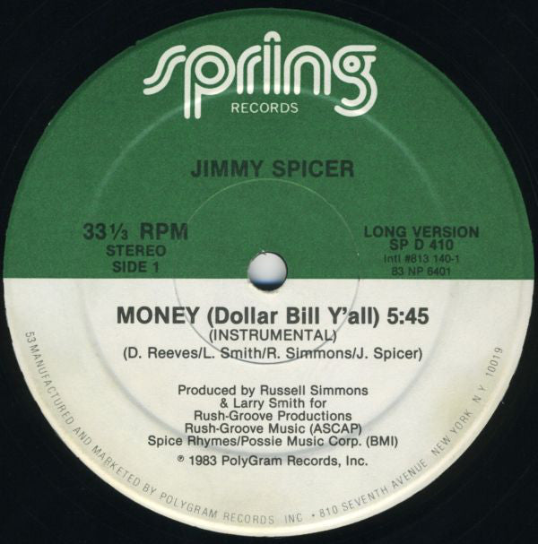 Jimmy Spicer : Money (Dollar Bill Y'all) (12")