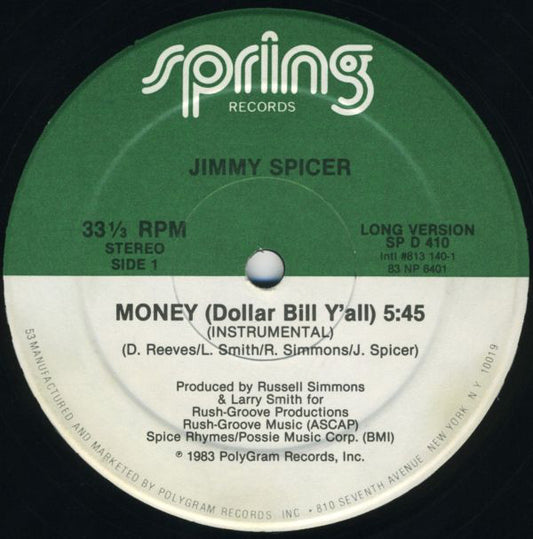 Jimmy Spicer : Money (Dollar Bill Y'all) (12")