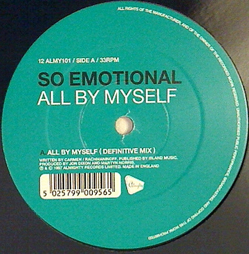So Emotional : All By Myself (12")