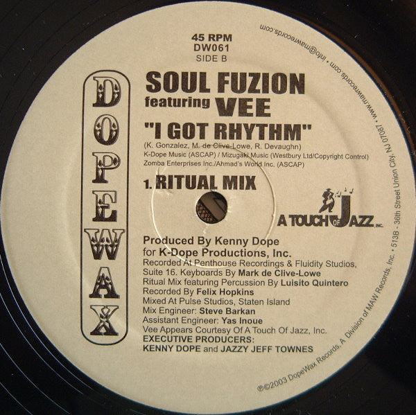 Soul Fuzion Featuring Vee* : I Got Rhythm (12")