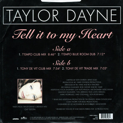 Taylor Dayne : Tell It To My Heart (12")