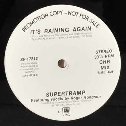 Supertramp : It's Raining Again (12", Promo)