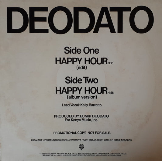 Eumir Deodato : Happy Hour (12", Promo)
