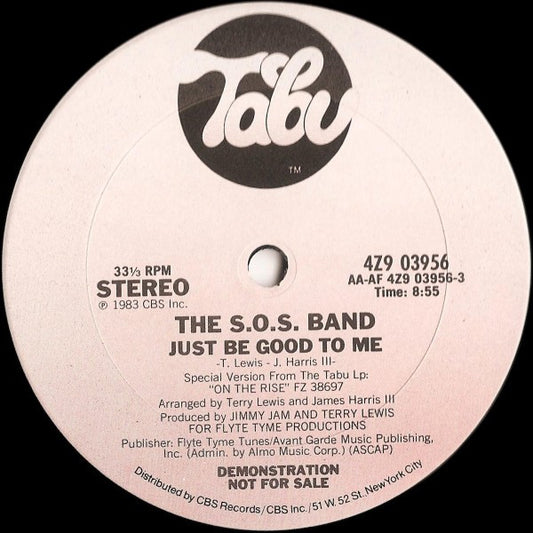 The S.O.S. Band : Just Be Good To Me (12", Promo)
