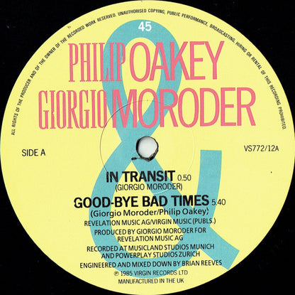Philip Oakey & Giorgio Moroder : Good-Bye Bad Times (12", Single)