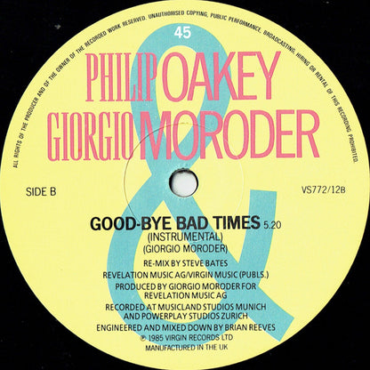 Philip Oakey & Giorgio Moroder : Good-Bye Bad Times (12", Single)